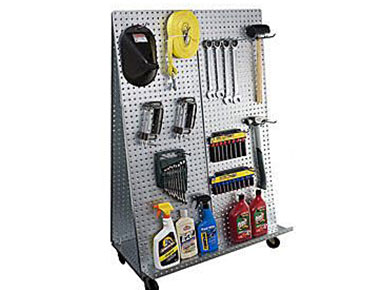 Metal plated pegboard tool cart